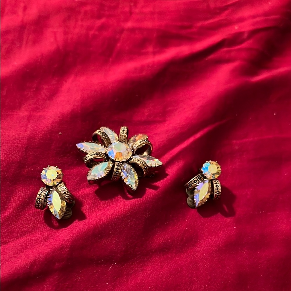 Vintage Pin and Earrings Jewelry Set